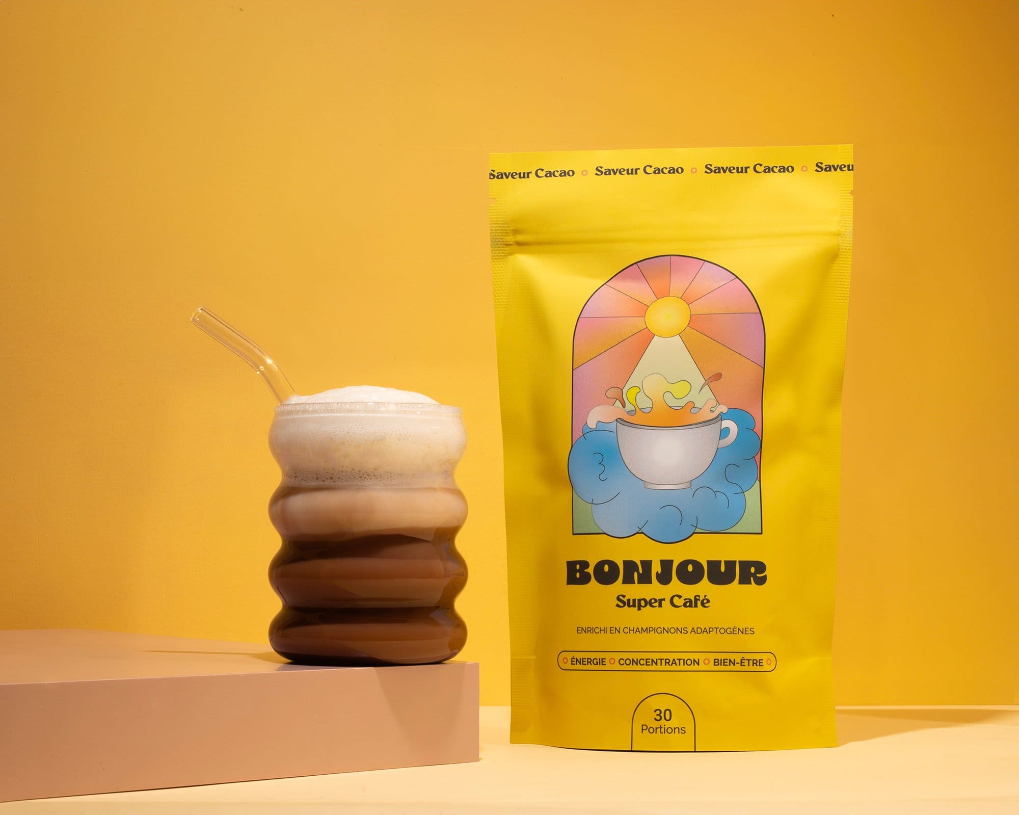 Bonjour Super Café aux Champignons Adaptogènes, Bonjour Drink